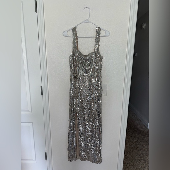 Show Me Your MuMu Silver Sequin Maxi Dress - Picture 1 of 5